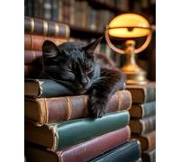 The Librarian's Cat: A 180-Page Dotted Grid Notebook for Quiet Contemplation: Premium 7.5 x 9.25" Journal with a Peaceful Black Cat and Antique Books ... Journaling, Reading Notes, and Deep Thoughts