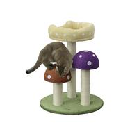 THE LICKER STORE CTR1001A Pixie - Árbol para gatos de sisal de 3 niveles con postes rascadores, percha para siesta y campana colgante, multicolor