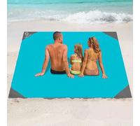 The Life Hacker Alfombra de viaje para camping, playa, senderismo, jardín, grande, 2 x 2 m, XL, impermeable, sin arena, compacta, Reino Unido (azul)