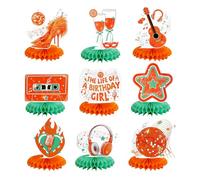 The Life of a Birthday Girl Centro Mesa Cumpleaños, Diseño Panal Vida de Showgirl Decoraciones Naranja y Verde Mesa con Temática de Showgirl Decoración para Fiestas Artículos