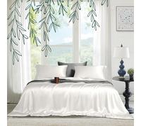 The Linen Company Juego de sábanas de bambú de 4 Piezas, 100% orgánico, Natural, 300 Hilos, refrescantes, extrasuaves, de fácil Ajuste (King, Blanco)