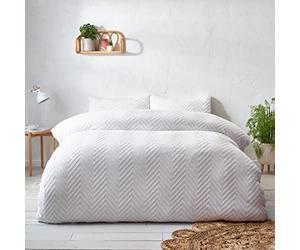 The Linen Yard Chevron - Funda nórdica Acolchada geométrica, Color Blanco