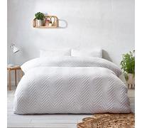 The Linen Yard Juego de Funda nórdica Chevron geométrica con Tejido Rizado de algodón