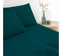 The Linen Yard Sábana Bajera Ajustable de 250 Hilos, Color Verde Azulado, King