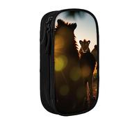 The Lion at Sunset - Estuche para lápices, bolsa de gran capacidad, organizador de doble cremallera, bolsa de almacenamiento, color, 5.0cm*10.5cm*20.5cm, Estuche para lápices