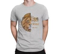 The Lion in The Bible EST Tshirt for Men Lion Round Collar Pure Cotton T Shirt Distinctive Gift Clothes Outdoorwear Grey L
