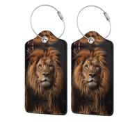 The Lion's Gaze 1 - Etiqueta impresa de piel sintética, adecuada para bolsos, etiquetas de bolsas de viaje, etiquetas de equipaje