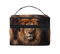 The Lion's Gaze - Bolsa de cosméticos de viaje para mujer, (9 x 6.5 x 6.2 pulgadas), bolsa de cosméticos portátil de gran capacidad, bolsa de cosméticos grande para niñas, Negro -, Talla única