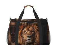 The Lion's Gaze - Bolsa de lona con estampado de mirada de león para viajes, bolsa de hombro para fin de semana, bolsa deportiva para gimnasio para hombres y mujeres