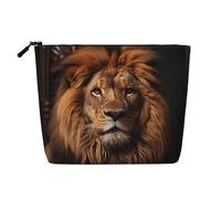 The Lion's Gaze - Bolsa de maquillaje de cáñamo sintético, para mujer, resistente al agua, de poliéster con cremallera, gran organizador de cosméticos de viaje