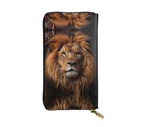 The Lion's Gaze - Cartera larga de piel con estampado (7.5 x 4.1 pulgadas), compartimento multifunción extragrande, gran regalo
