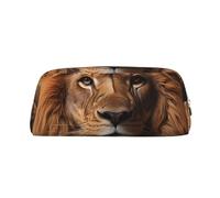 The Lion's Gaze - Estuche para lápices con cremallera, organizador portátil de papelería, bolsa para lápices - Oficina y viajes, Silver, Talla única, Decoración de arte