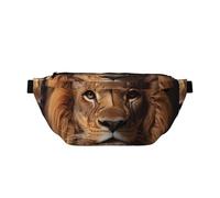 The Lion'S Gaze - Riñonera cruzada de gran capacidad, impermeable y resistente al polvo, cremallera segura, adecuada para viajes y actividades al aire libre, color negro, talla única