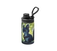 The Little Black Squirrel - Botella de agua aislada de 12 onzas con diseño de impresión completa, a prueba de fugas, acero inoxidable y duradera para exteriores