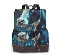 The Little Blue Cow - Mochila de viaje a la moda para mujer, mochila casual, mochila de cuero estampada para mujer para el trabajo