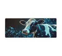 The Little Blue Cowfloral - Alfombrilla de mouse grande con bordes cosidos, base de goma antideslizante para decoración de escritorio de oficina y hogar, 31.5 x 11.8 pulgadas