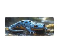 The Little Blue Lizard - Alfombrilla de mouse con estampado floral para laptop, alfombrilla de mouse grande con bordes cosidos, base de goma antideslizante larga para decoración de escritorio de