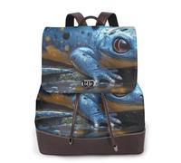 The Little Blue Lizard - Mochila de viaje para mujer, mochila casual, mochila de cuero estampada para mujer para el trabajo
