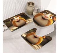 The Little Brown Mouse Print - Juego de 3 alfombras de baño + alfombrilla de contorno + funda para asiento de inodoro, lavable a máquina, antideslizante, de microfibra suave para decoración de bañera