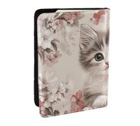 The Little Cat is Among The Pink Flowers - Soporte para pasaporte, funda de viaje de piel sintética para pasaporte, organizador para hombres y mujeres, 6.5 pulgadas