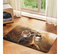 The Little Dog Standing on the Grass Under The Sunset Tapete de alimentación para mascotas para perros y gatos comiendo alimentos, mantel de cuero absorbente para cuenco de agua, impermeable, sin