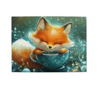 The Little Fox With A Full Teacup - Rompecabezas de madera de 500 piezas para adultos, rompecabezas desafiante para juegos de tamaño de juego de 15 x 20.4 pulgadas