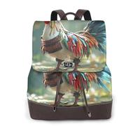 The little gallo. Mochila de viaje para mujer, mochila casual, mochila de cuero estampada para mujer para el trabajo