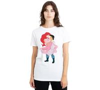 The Little Mermaid Ariel and Erik Ladies T Shirt, White Camiseta, Blanco, S para Mujer