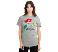 The Little Mermaid Disney Ariel Flounder Camiseta de Mujer, Gris Heather Deportivo, XL