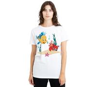 The Little Mermaid Disney Flounder and Sebastian Camiseta de Mujer, Blanco, XXL