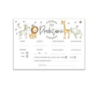 The Little Party Company Baby Shower Game - Paquete de 10 tarjetas de predicción de safari blanco bebé (BSWHITESAFPRED10)