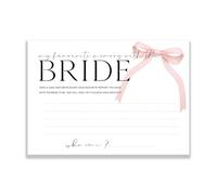 The Little Party Company Tarjeta de juego My Favourite Memory with the Bride con diseño de lazo rosa, tamaño A6, paquete de 15