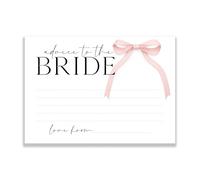 The Little Party Company Tarjetas de consejos para la novia, diseño de lazo rosa, paquete de 15, tamaño A6