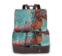 The Little Red Dragon - Mochila de viaje de moda para mujer, mochila casual, mochila de cuero estampada para mujer para el trabajo
