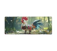 The Little Rooster Stands.Alfombrilla de mouse con estampado floral para laptop, alfombrilla de mouse grande con bordes cosidos, base de goma antideslizante larga para decoración de escritorio de