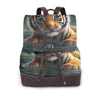 The Little Tiger in the Lake Mochila de viaje para mujer, mochila casual, mochila de cuero estampada para mujer para el trabajo