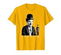 The Little Tramp Chaplin - Figura de cómic británica Camiseta, Hombre, Dorado Brillante, S