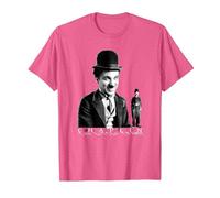 The Little Tramp Chaplin - Figura de cómic británica Camiseta, Hombre, Rosa Jaspeado, XL