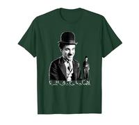 The Little Tramp Chaplin - Figura de cómic británica Camiseta, Hombre, Verde Bosque, 3XL