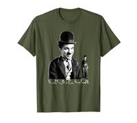 The Little Tramp Chaplin - Figura de cómic británica Camiseta, Hombre, Verde Oliva, S