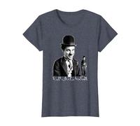The Little Tramp Chaplin - Figura de cómic británica Camiseta, Mujer, Azul Jaspeado, S