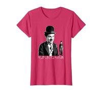 The Little Tramp Chaplin - Figura de cómic británica Camiseta, Mujer, Rojo Jaspeado, S