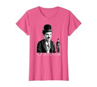 The Little Tramp Chaplin - Figura de cómic británica Camiseta, Mujer, Rosa Jaspeado, S