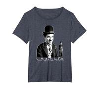 The Little Tramp Chaplin - Figura de cómic británica Camiseta, Mujer Tallas Grandes, Azul Jaspeado, 5XL Grande
