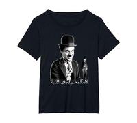 The Little Tramp Chaplin - Figura de cómic británica Camiseta, Mujer Tallas Grandes, Negro, 1XL Grande