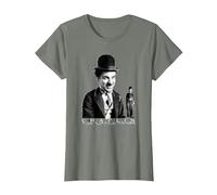 The Little Tramp Chaplin - Figura de cómic británica Camiseta, Mujer, Verde Militar Jaspeado, S
