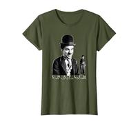 The Little Tramp Chaplin - Figura de cómic británica Camiseta, Mujer, Verde Oliva, S