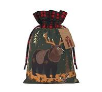 The Lodge Bear - Bolsa de regalo de arpillera con cordón, bolsa de regalo de tela artística, perfecta para ocasiones festivas