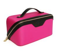 The London Train Case Co. Beauty Train - Estuche de maquillaje expandible, piel vegana, bicolor, 24 x 12 x 12 cm, hot pink, Viajes de lujo