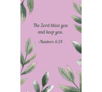 The Lord Bless You and Keep You - Pink Scripture Notebook with Watercolor Leaf Design | Numbers 6:24 Christian Journal